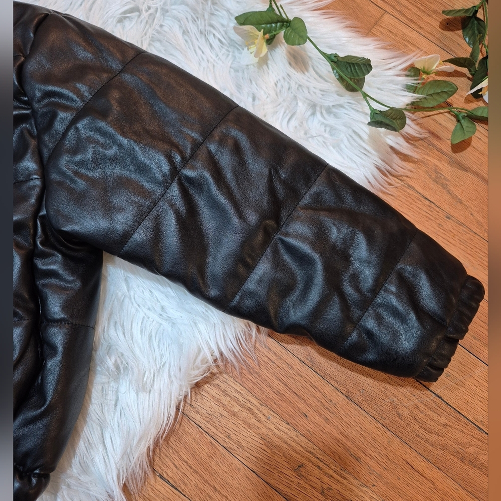 ME JANE Black Women's Puffer Faux Leather Jacket SIZE M. - Picture 5 of 16